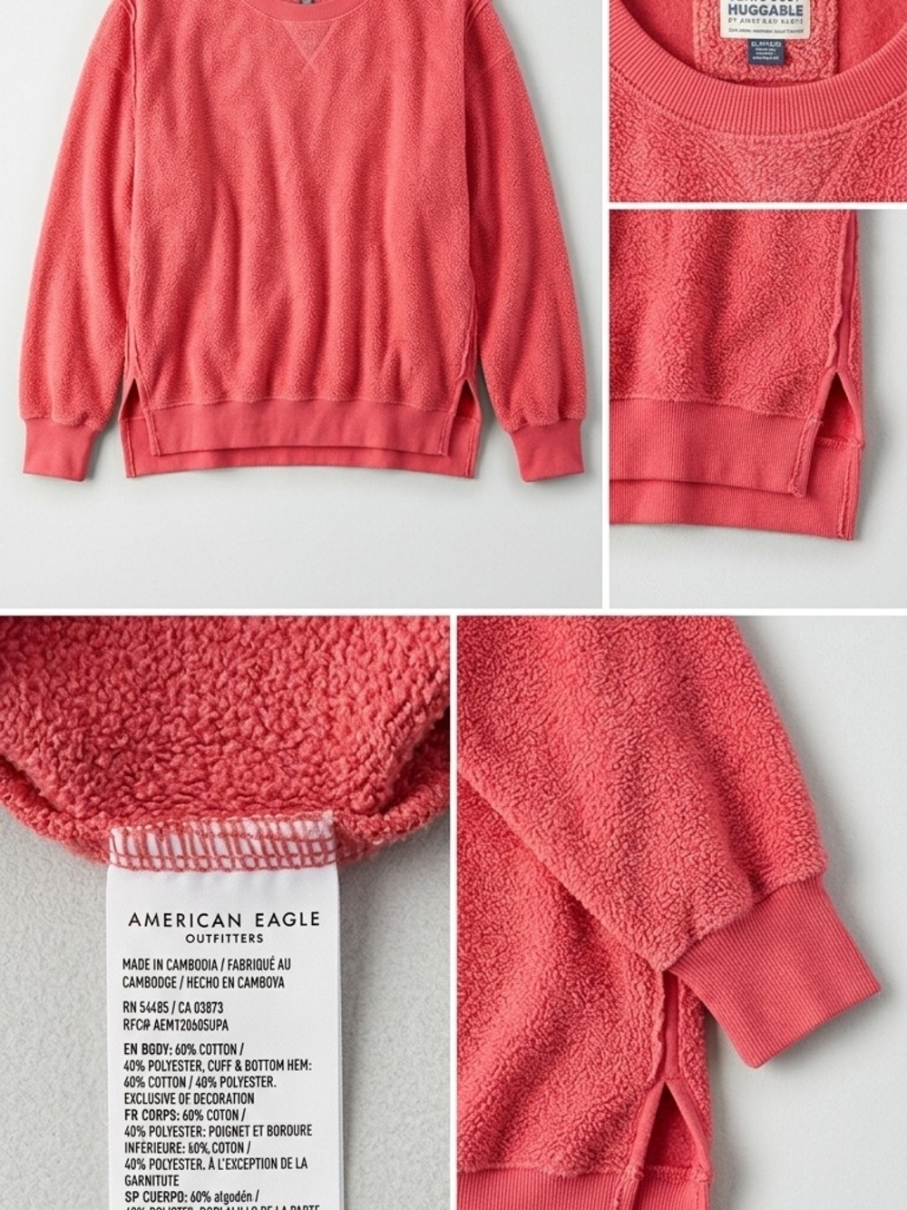 American Eagle Outfitters Coral Sherpa Crewneck Sweatshirt